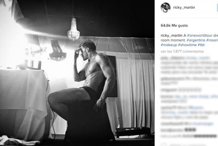 Ricky Martin luce sus músculos