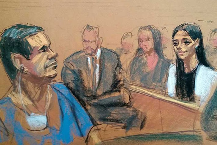 Emma Coronel y ‘El Chapo’ se encuentran en la corte