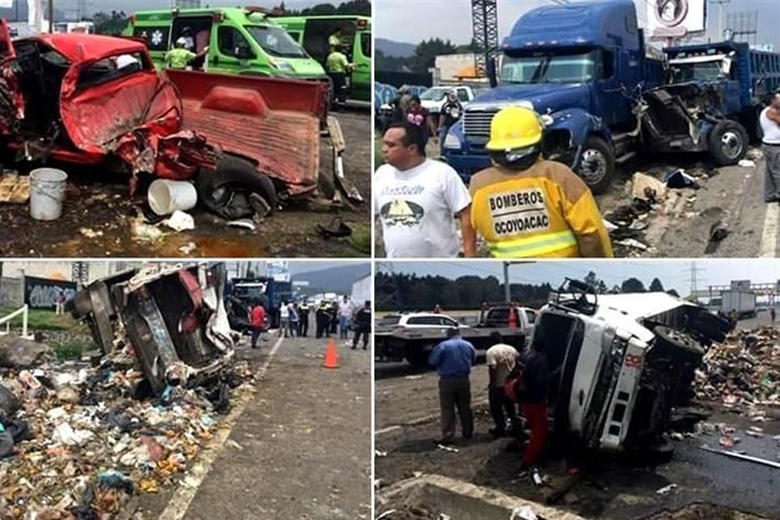 Chocan 7 vehículos en la México-Toluca