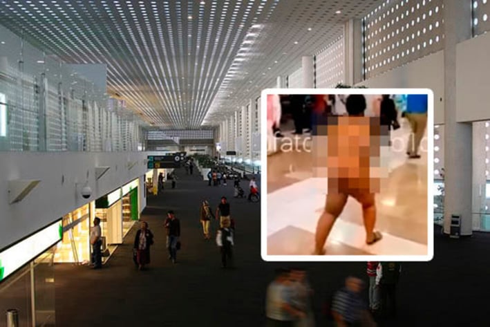 Paraliza aeropuerto una mujer desnuda