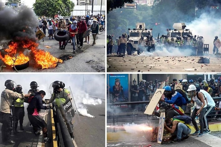 Chocan Oposición y Policía en Venezuela
