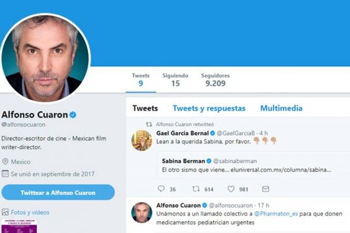 'Nada puede detener a quienes se levantan', tuitea Alfonso Cuarón