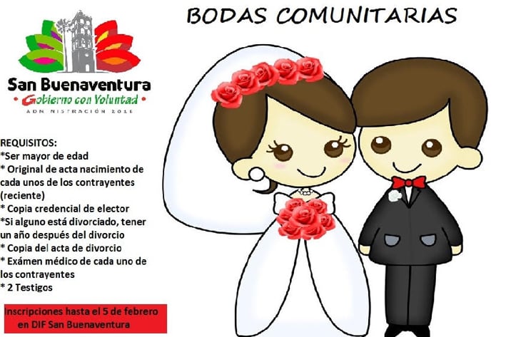 DIF San Buenaventura invita a bodas comunitarias