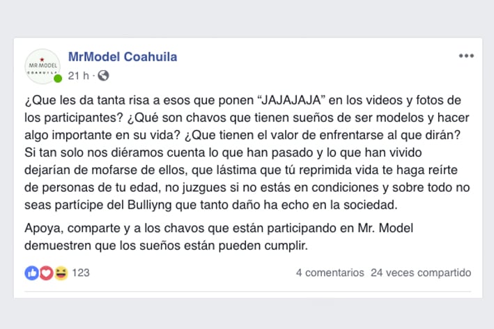 Mr Model Coahuila, no admite criticas