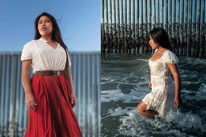 Yalitza impacta en 'photoshoot' frente al muro fronterizo