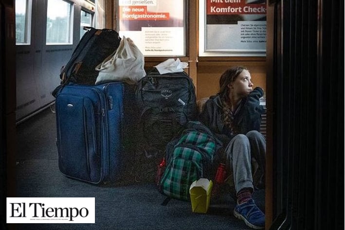 ‘Se la voltean’ a Greta Thunberg: tuitea que viajó en un tren abarrotado y la empresa afirma que estaba en primera clase
