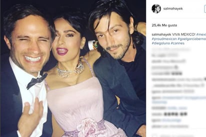 Salma, Diego y Gael, reunión de mexicanos en Cannes