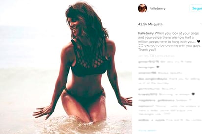 En bikini, Halle Berry celebra medio millón de fans en Instagram