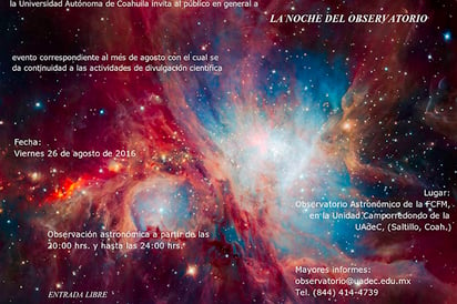 Invita UA de C a la Noche del Observatorio