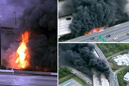 Colapsa puente en  Atlanta por incendio