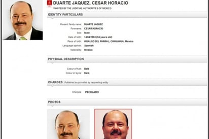 Actualizan ficha de César Duarte