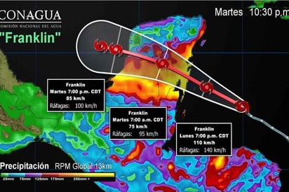 En alerta siete estados, ante paso de 'Franklin'