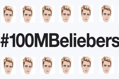 Bieber celebra 100 millones de seguidores en Twitter con emoji personalizado