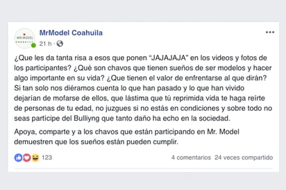 Mr Model Coahuila, no admite criticas