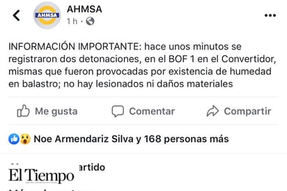 No reportan personas lesionadas en AHMSA