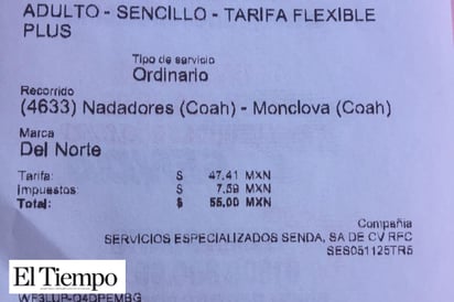 Aumentan dos pesos tarifa de coahuilenses