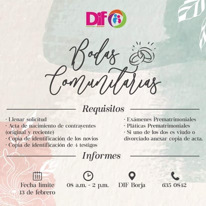 Invita DIF a Bodas Comunitarias