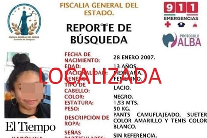 LOCALIZAN A MENOR; TENÍA REPORTE DE DESAPARICIÓN EN SALTILLO