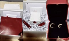 Joven que compró aretes Cartier en 237 pesos hace 'unboxing' y los muestra en TikTok