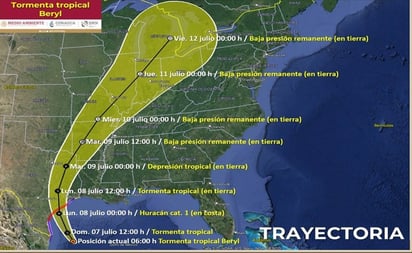 Tormenta tropical Beryl aumenta en intensidad