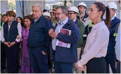 AMLO y Claudia Sheinbaum supervisan obras de transporte