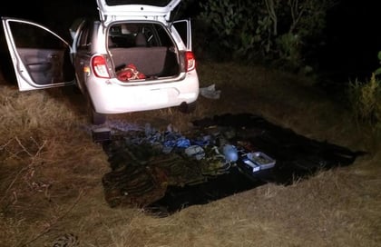 GN localiza material bélico y droga dentro de un vehículo con reporte de robo en Michoacán