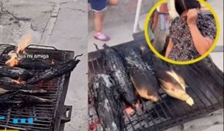 Regia emprende negocio de elotes asados; termina quemándolos y se vuelve viral