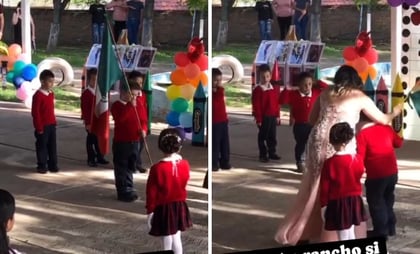 Niño de escolta aplasta a alacrán durante honores a la bandera y se vuelve viral