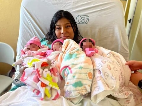 Asegurada dio a luz de manera exitosa a tres niñas sanas en un hospital del IMSS