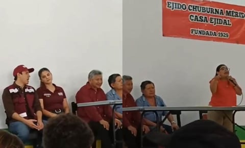 Captan momento en que funcionarios de Morena condicionan programas sociales y pago de tierras por votos en Yucatán