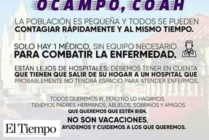 No vengan a Ocampo  no tenemos hospitales