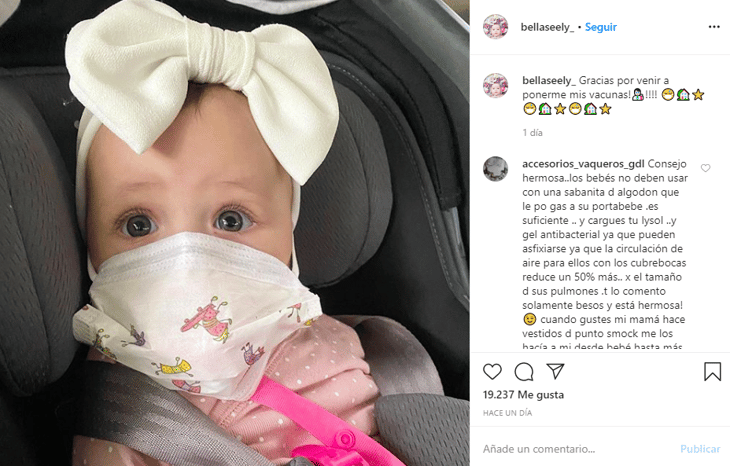 Critican a Marlene Favela por ponerle cubrebocas a su bebé