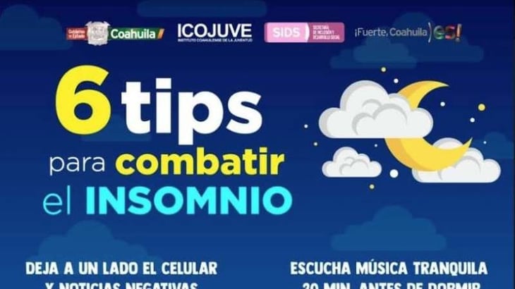 Coahuila comparte a jóvenes consejos  para evitar insomnio