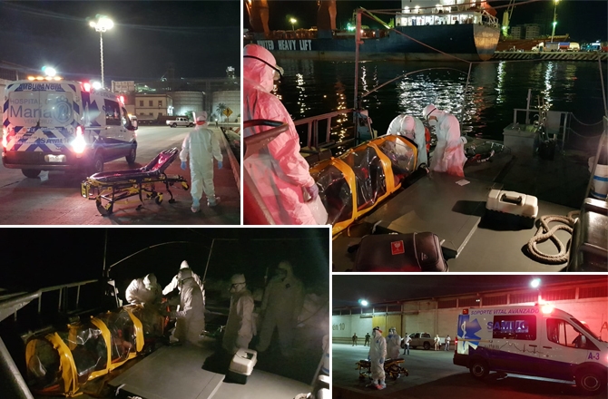 Evacúan de buque a tripulante sospechoso de Covid-19 en Veracruz