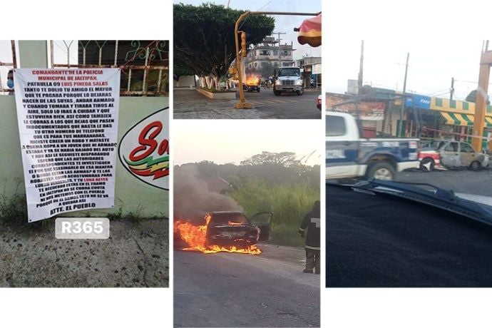 Grupo armado incendia vehículos en carretera de Jáltipan, Veracruz