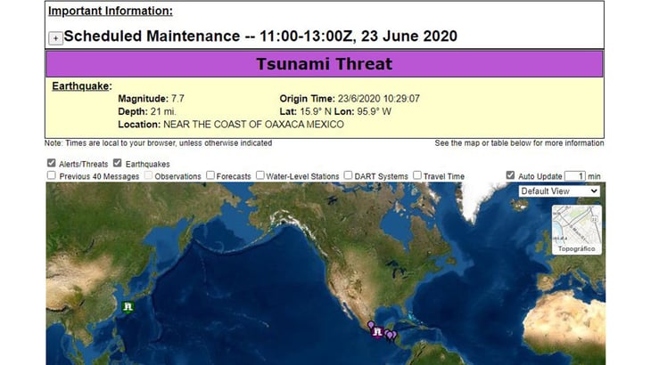 Emiten alerta de tsunami por sismo de 7.5