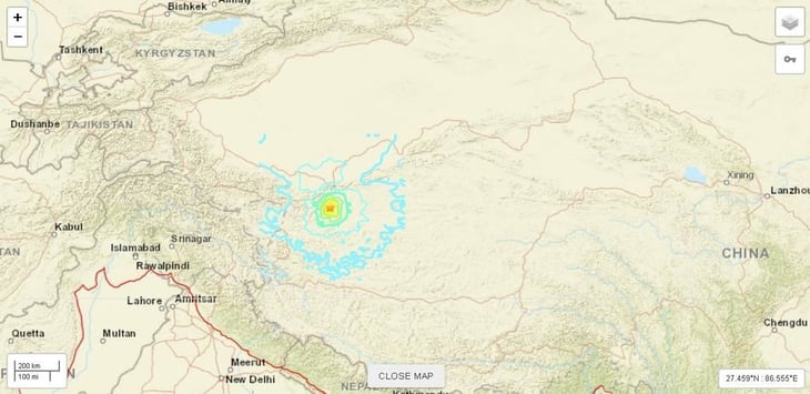 Terremoto de magnitud 6.4 sacude la zona fronteriza entre China e India