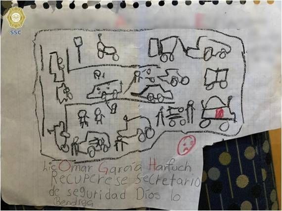 Niño acude a hospital con carta para García Harfuch