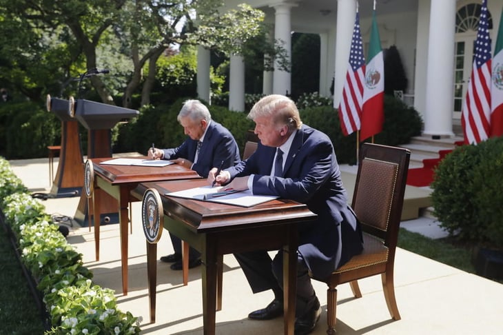 AMLO y Donald Trump firman Declaración Conjunta por inicio del T-MEC
