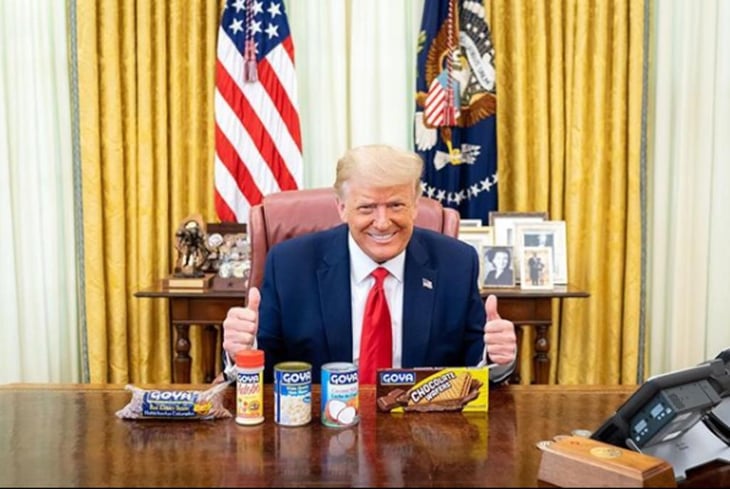 Trump posa con frijoles y otros productos de Goya en medio del 'boicot'