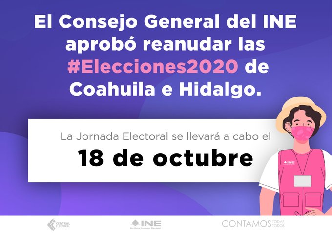 INE confirmó fecha para las elecciones de 2020 de Coahuila e Hidalgo