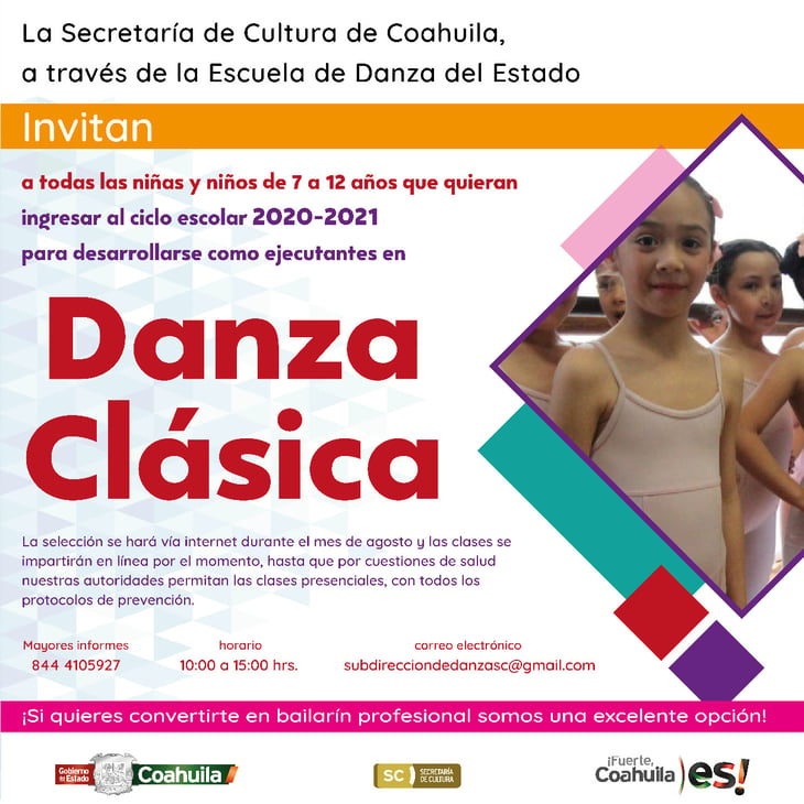 Invita Cultura  Coahuila a  escuela de  danza 