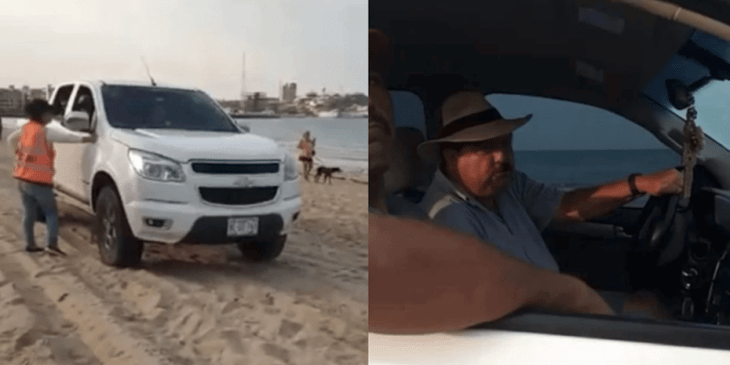 Se mete a playa en camioneta y presume ser padre de alcaldesa
