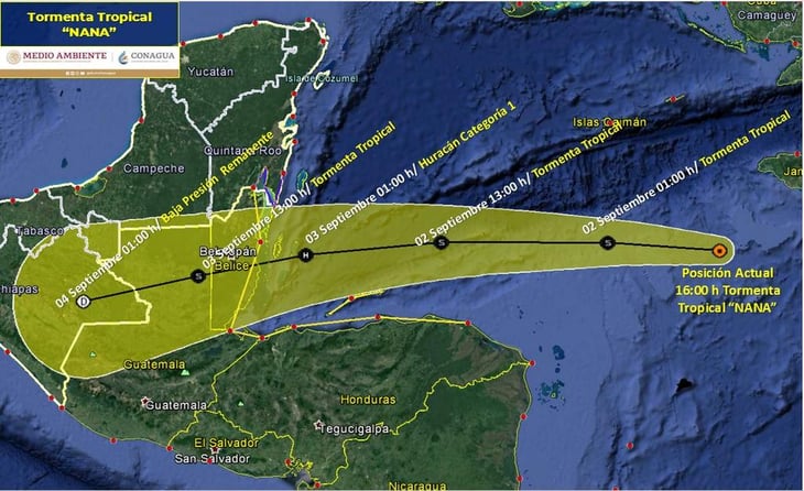 Emiten alerta azul en Quintana Roo  por tormenta tropical 'Nana'