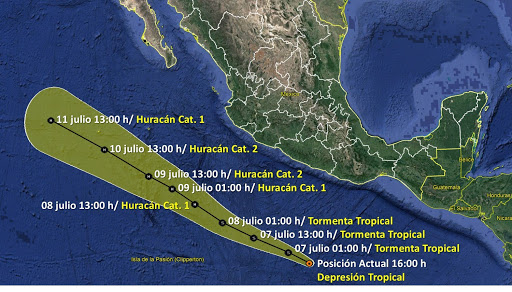 Tormenta tropical Julio se forma al sur de las costas de Guerrero en México