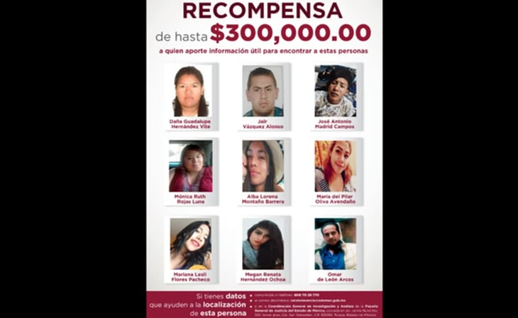 Ofrecen hasta 300 mil pesos por información de 9 desaparecidos