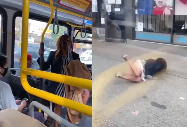 VIDEO VIRAL: La bajan a empujones de un autobús por escupirle en la cara a otro pasajero