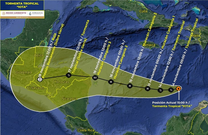 Alerta amarilla en El Salvador por el huracán Iota