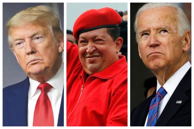Hugo Chávez tras el fraude electoral en EUA; equipo electoral de Trump