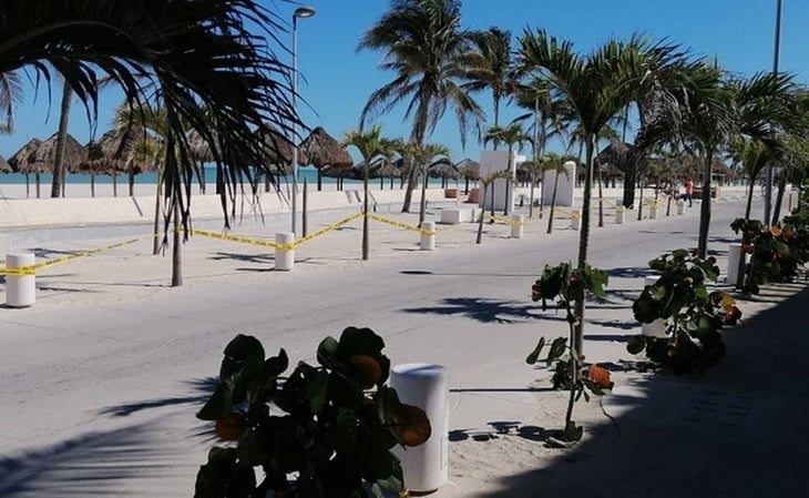 Playas y malecones de Yucatán lucen vacíos por cierre ante Covid